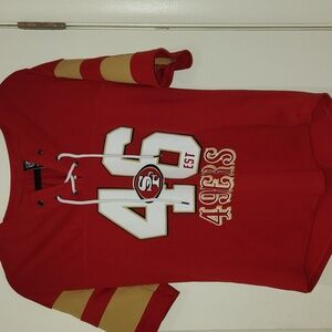 San Francisco 49ers NFL Team Apparel Womens V-Neck Lace-up Size Small